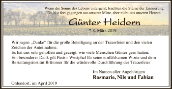 Traueranzeige von Günter Heidorn von SYK