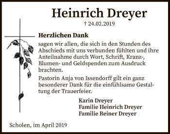 Traueranzeige von Heinrich Dreyer von SYK