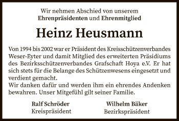 Traueranzeige von Heinz Heusmann von SYK