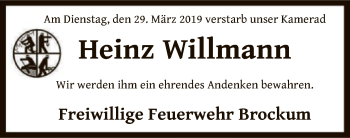 Traueranzeige von Heinz Willmann von SYK