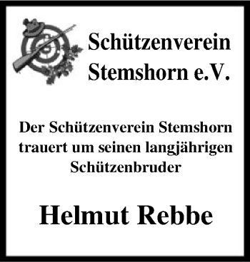 Traueranzeige von Helmut Rebbe von SYK