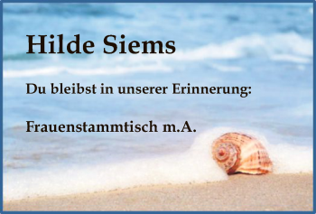 Traueranzeige von Hilde Siems von SYK