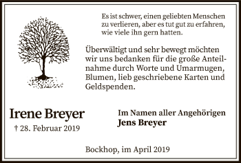 Traueranzeige von Irene Breyer von SYK