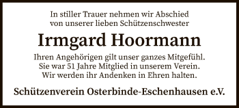 Traueranzeige von Irmgard Hoormann von SYK