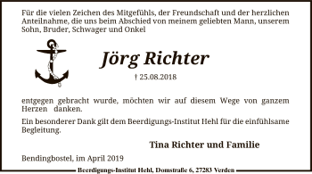 Traueranzeige von Jörg Richter von SYK