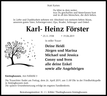 Traueranzeige von Karl-Heinz Förster von SYK