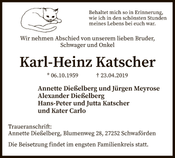 Traueranzeige von Karl-Heinz Katscher von SYK