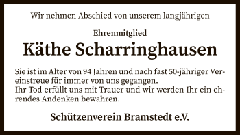 Traueranzeige von Käthe Scharringhausen von SYK