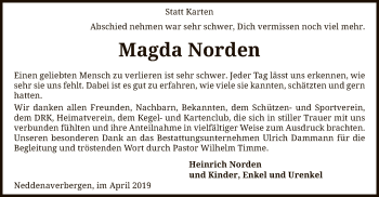 Traueranzeige von Magda Norden von SYK