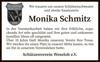 Traueranzeige von Monika Schmitz von SYK