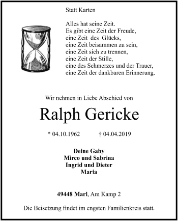 Traueranzeige von Ralph Gericke von SYK