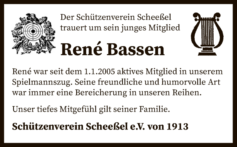  Traueranzeige für René Bassen vom 27.04.2019 aus SYK