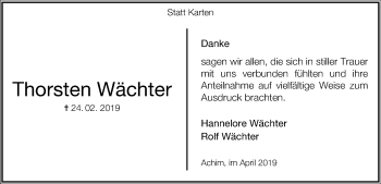 Traueranzeige von Thorsten Wächter von SYK