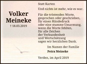 Traueranzeige von Volker Meineke von SYK