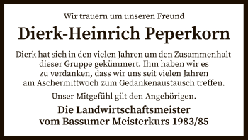 Traueranzeige von Dierk-Heinrich Peperkorn von SYK