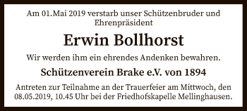 Traueranzeige von Erwin Bollhorst von SYK