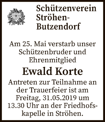 Traueranzeige von Ewald Korte von SYK