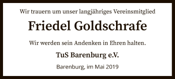 Traueranzeige von Friedel Goldschrafe von SYK