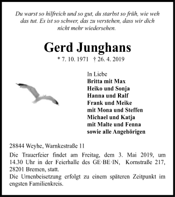 Gedenkkerzen von Gerd Junghans trauer.kreiszeitung.de