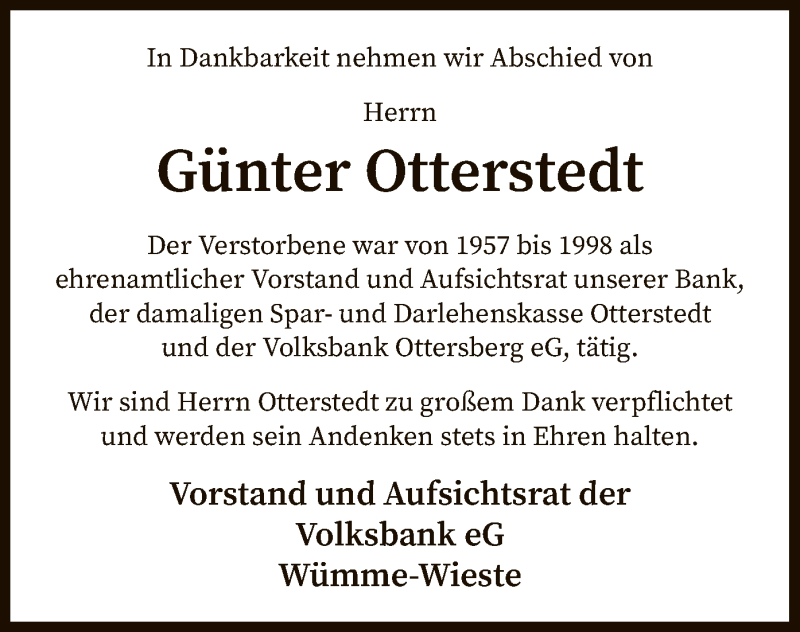  Traueranzeige für Günter Otterstedt vom 04.05.2019 aus SYK