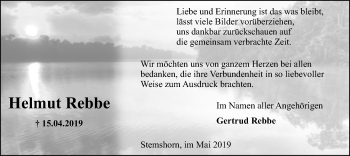 Traueranzeige von Helmut Rebbe von SYK