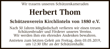 Traueranzeige von Herbert Thom von SYK