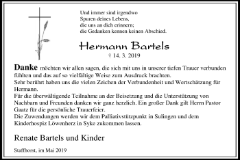 Traueranzeige von Hermann Bartels von SYK