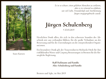 Traueranzeige von Jürgen Schulenberg von SYK