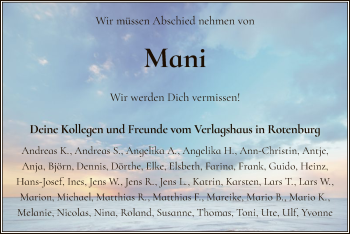 Traueranzeige von Mani  von SYK