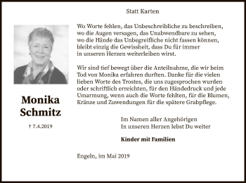 Traueranzeige von Monika Schmitz von SYK