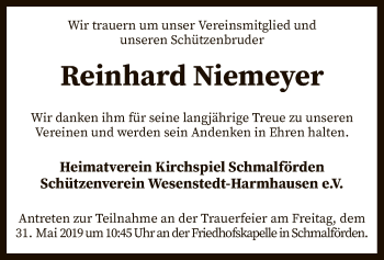 Traueranzeige von Reinhard Niemeyer von SYK