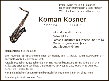 Traueranzeige von Roman Rösner von SYK