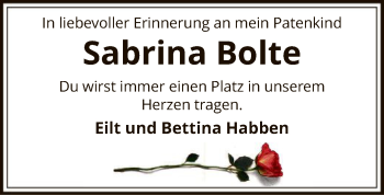 Traueranzeige von Sabrina Bolte von SYK