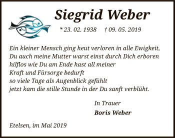 Traueranzeige von Siegrid Weber von SYK