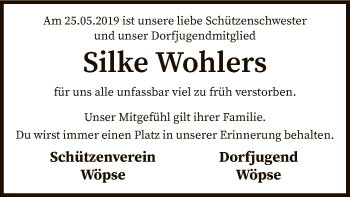 Traueranzeige von Silke Wohlers von SYK