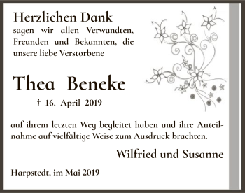 Traueranzeige von Thea Beneke von SYK