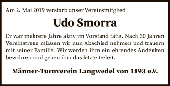 Traueranzeige von Udo Smorra von SYK