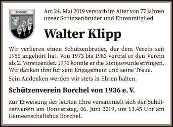 Traueranzeige von Walter Klipp von SYK