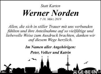 Traueranzeige von Werner Norden von SYK