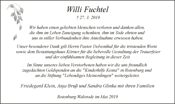 Traueranzeige von Willi Fuchtel von SYK