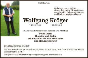 Traueranzeige von Wolfgang Kröger von SYK