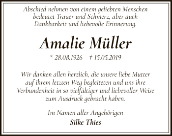 Traueranzeige von Amalie Müller von SYK