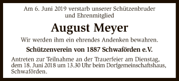 Traueranzeige von August Meyer von SYK