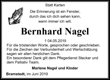 Traueranzeige von Bernhard Nagel von SYK