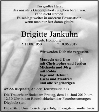 Traueranzeige von Brigitte Jankuhn von SYK