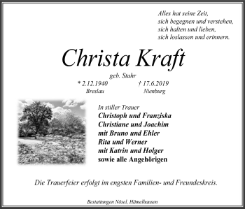 Traueranzeige von Christa Kraft von SYK