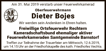 Traueranzeige von Dieter Bojes von SYK