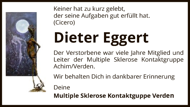  Traueranzeige für Dieter Eggert vom 05.06.2019 aus SYK