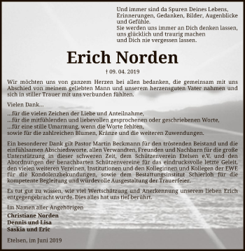 Traueranzeige von Erich Norden von SYK