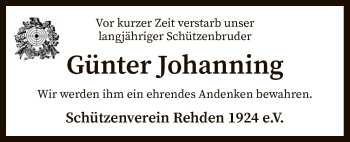 Traueranzeige von Günter Johanning von SYK